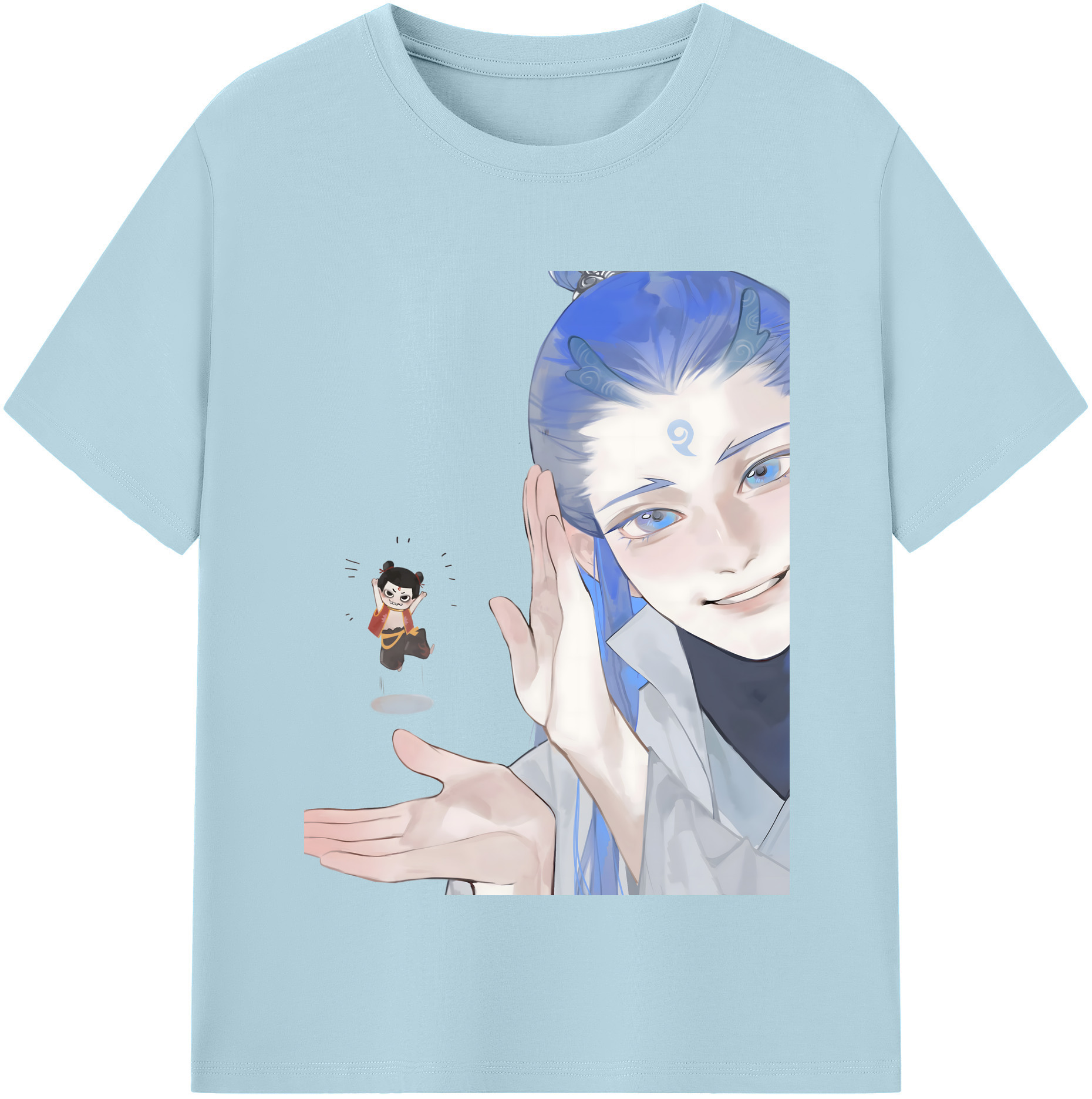 （画像用） Ne Zha 2 ナタ 魔童の大暴れ 綿100％半袖Tシャツ（フロントプリント）